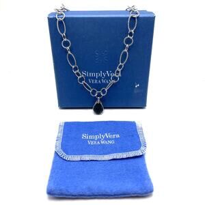Simply Vera Wang Montana crystal necklace with a blue teardrop pendant. NWT